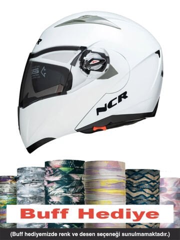 NCR ÇENE AÇILIR KASK BEYAZ (ECE BELGELİ)