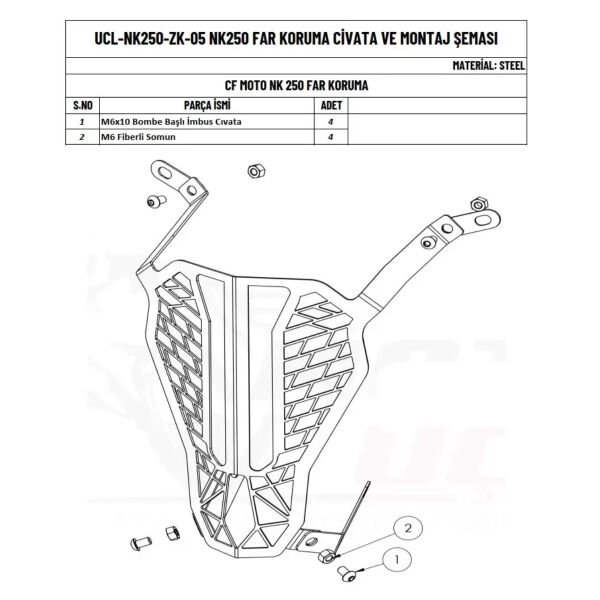 CF MOTO NK250 (2018-2023) UYUMLU FAR KORUMA